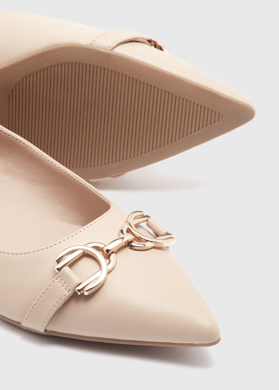 Taupe Metal Bar Point Ballet Flats Matalan