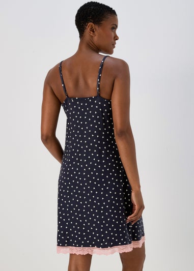 Navy Mono Heart Print Nightie