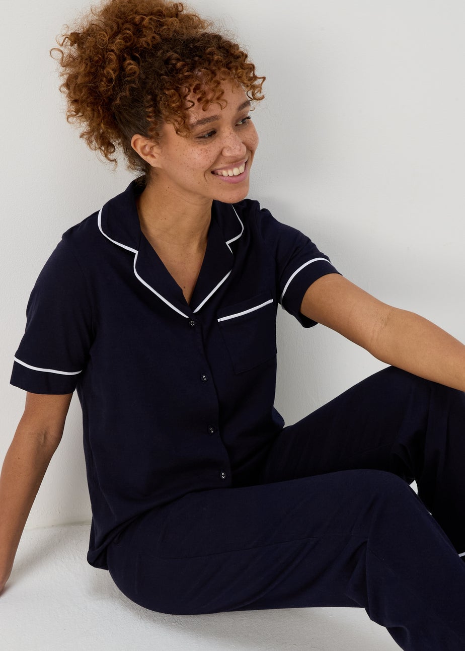 Navy Short Sleeve Pyjama Set