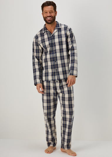 Cream Ecru Check Detail Pyjama Set