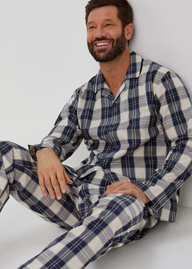 Cream Ecru Check Detail Pyjama Set