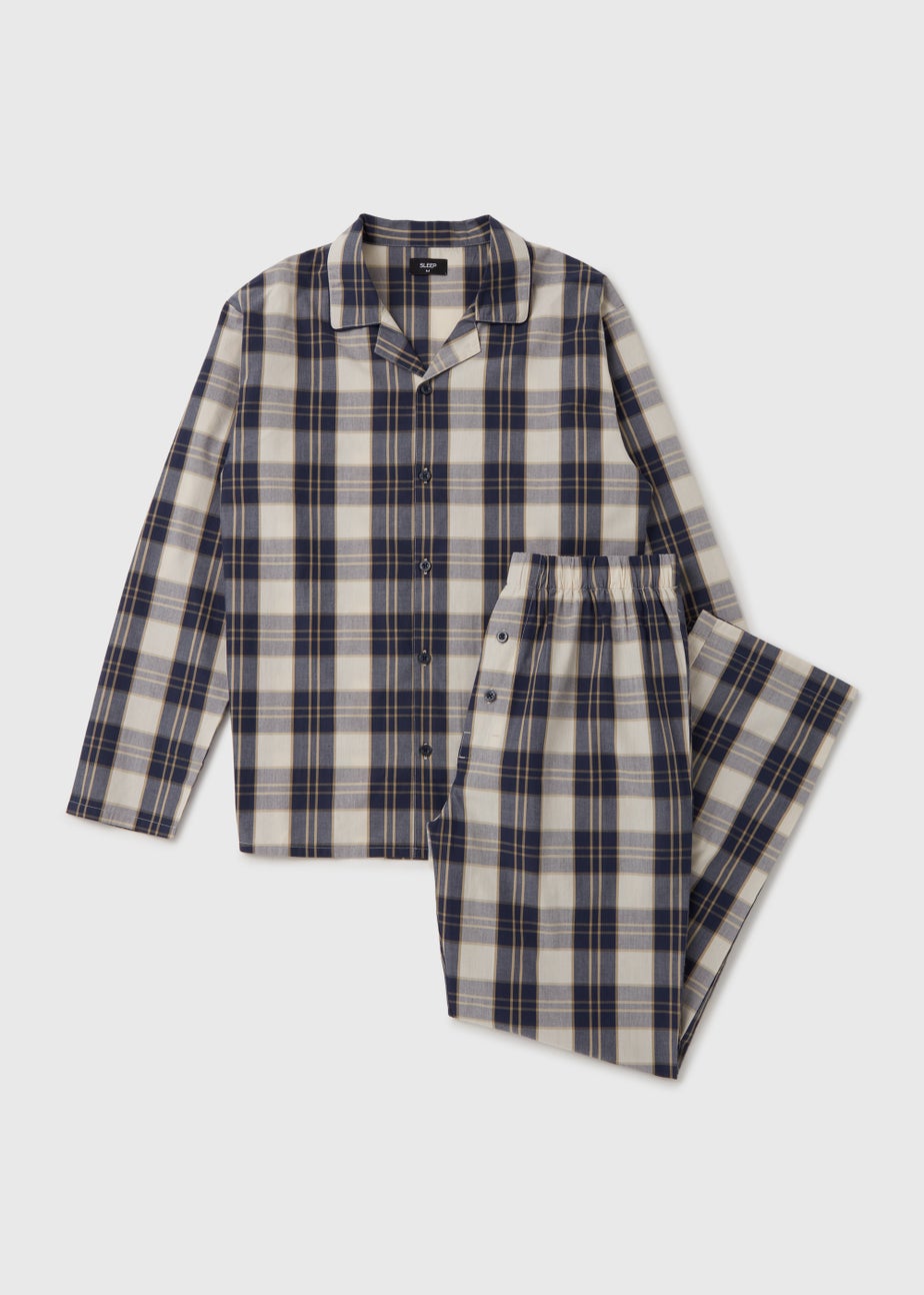 Cream Ecru Check Detail Pyjama Set