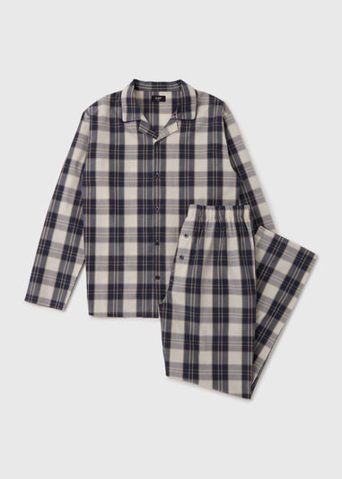 Cream Ecru Check Detail Pyjama Set