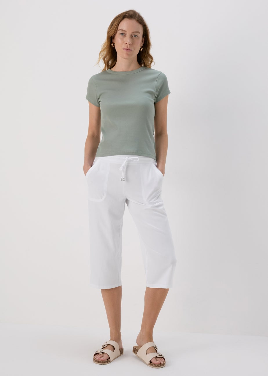 White Crop Trousers
