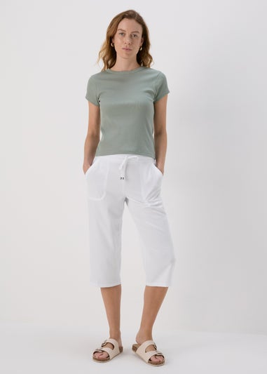 White Crop Trousers