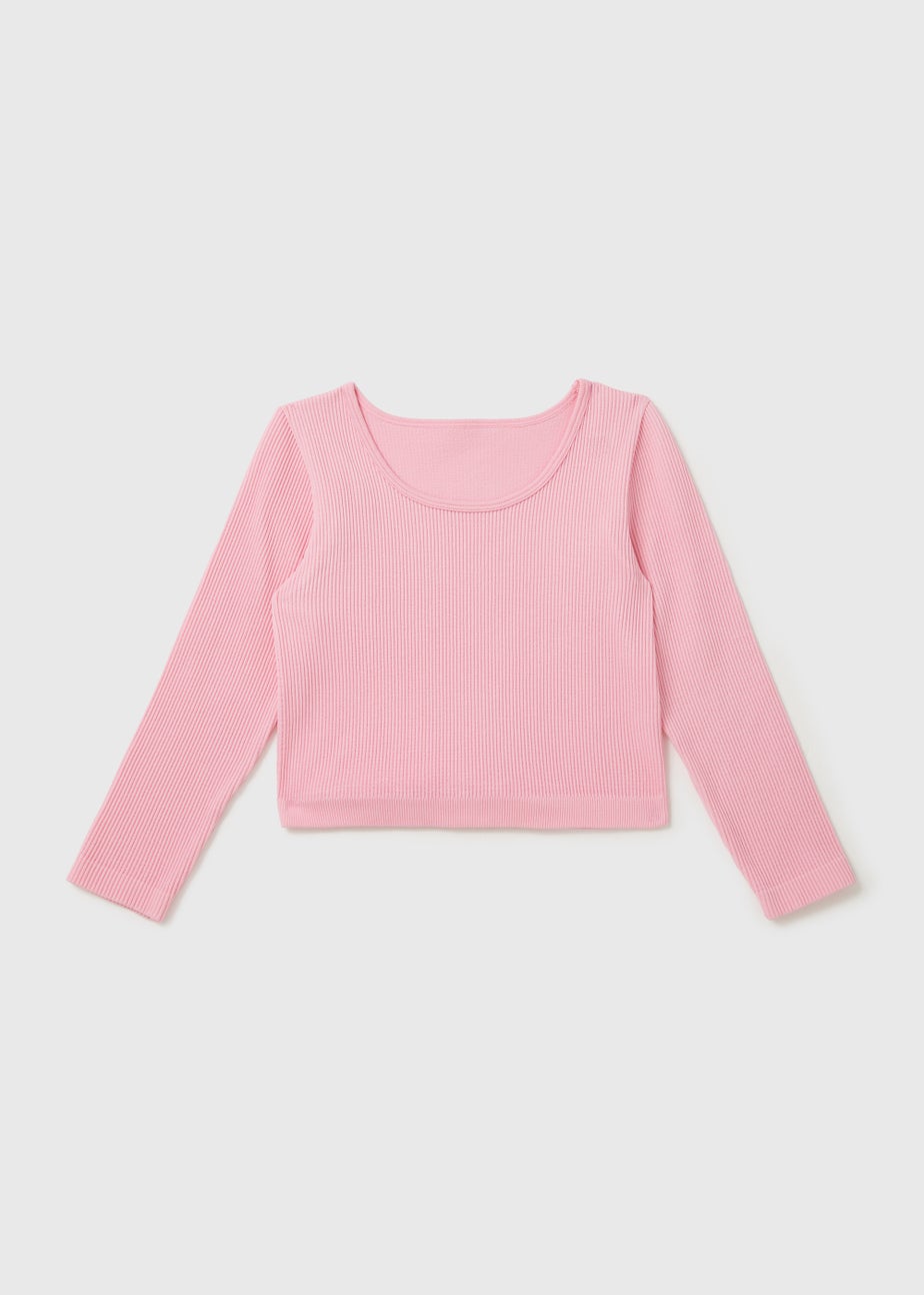 Girls Pink Seamless Long Sleeve Top (7-15yrs)