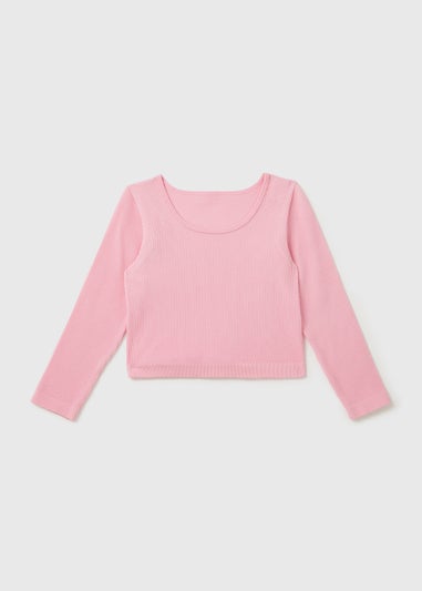 Girls Pink Seamless Long Sleeve Top (7-15yrs)