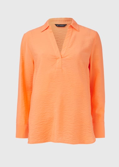 Et Vous Orange Popover Long Sleeve Blouse