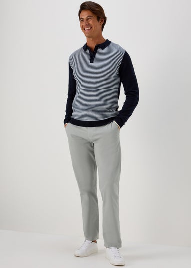 Grey Straight Fit Stretch Chinos