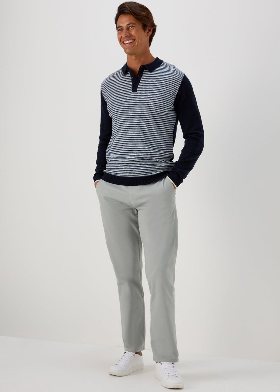 Grey Straight Fit Stretch Chinos