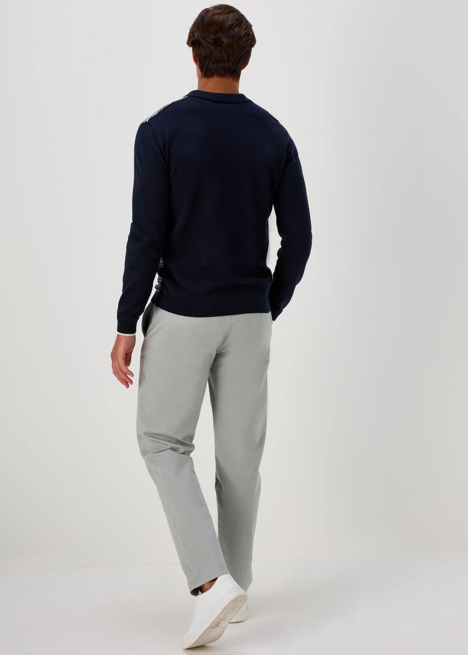 Grey Straight Fit Stretch Chinos