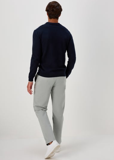 Grey Straight Fit Stretch Chinos