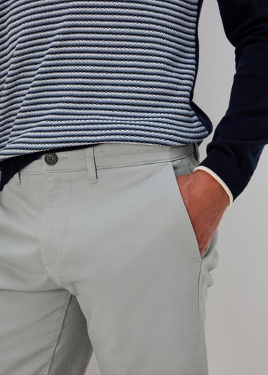 Grey Straight Fit Stretch Chinos