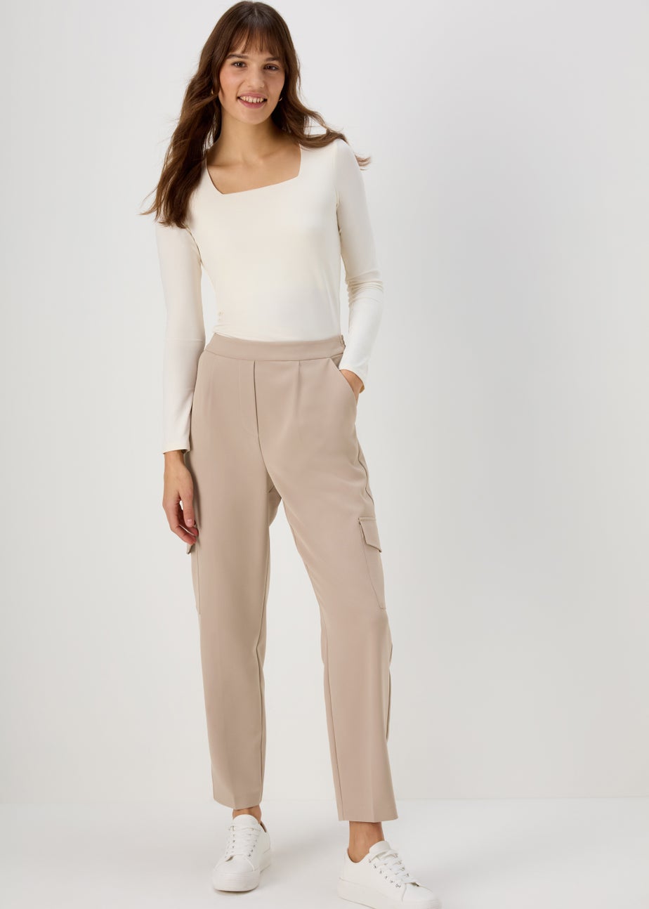 Et Vous Camel Tapered Cargo Pants