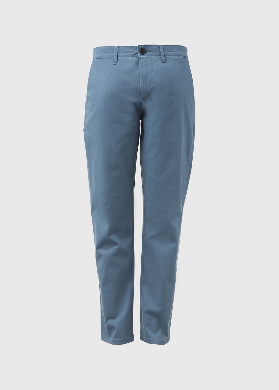 Blue Straight Fit Stretch Chinos