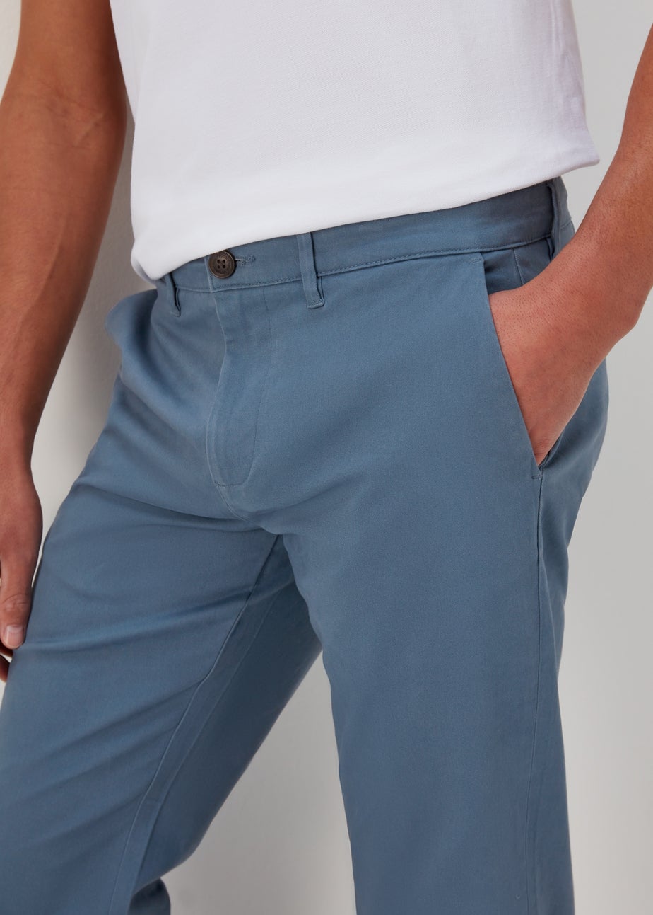 Blue Straight Fit Stretch Chinos