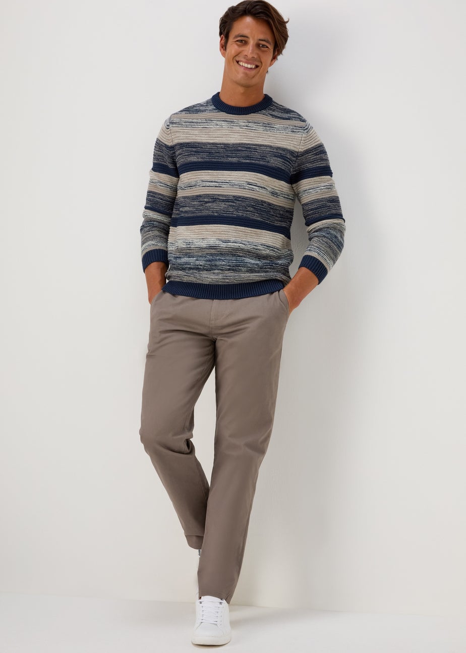 Brown Straight Fit Stretch Chinos