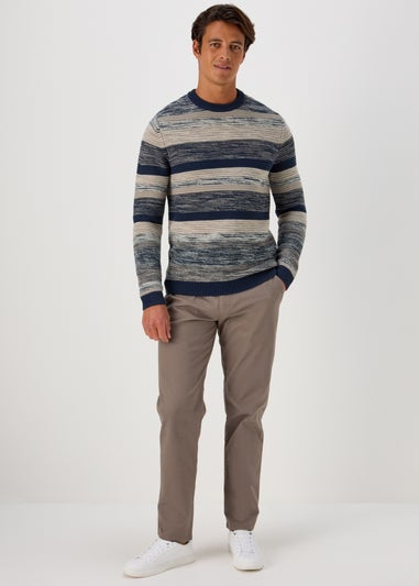Brown Straight Fit Stretch Chinos