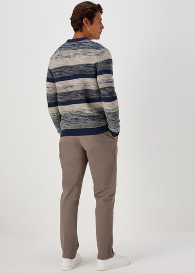 Brown Straight Fit Stretch Chinos