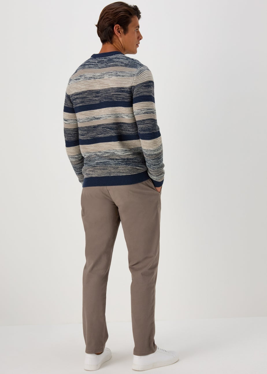 Brown Straight Fit Stretch Chinos