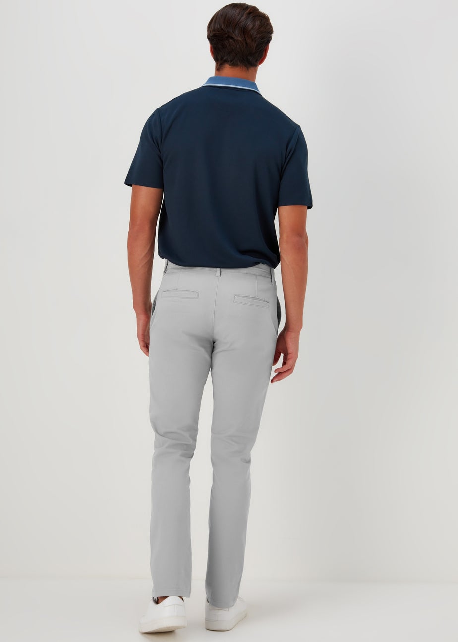 Grey Slim Fit Stretch Chinos