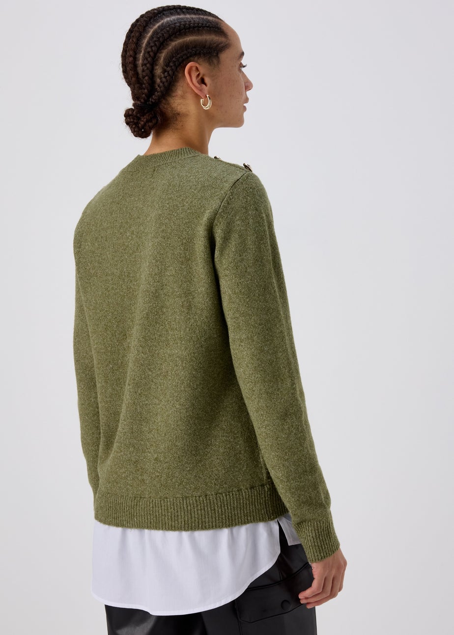 Khaki Military Style 2 In 1 Shirt