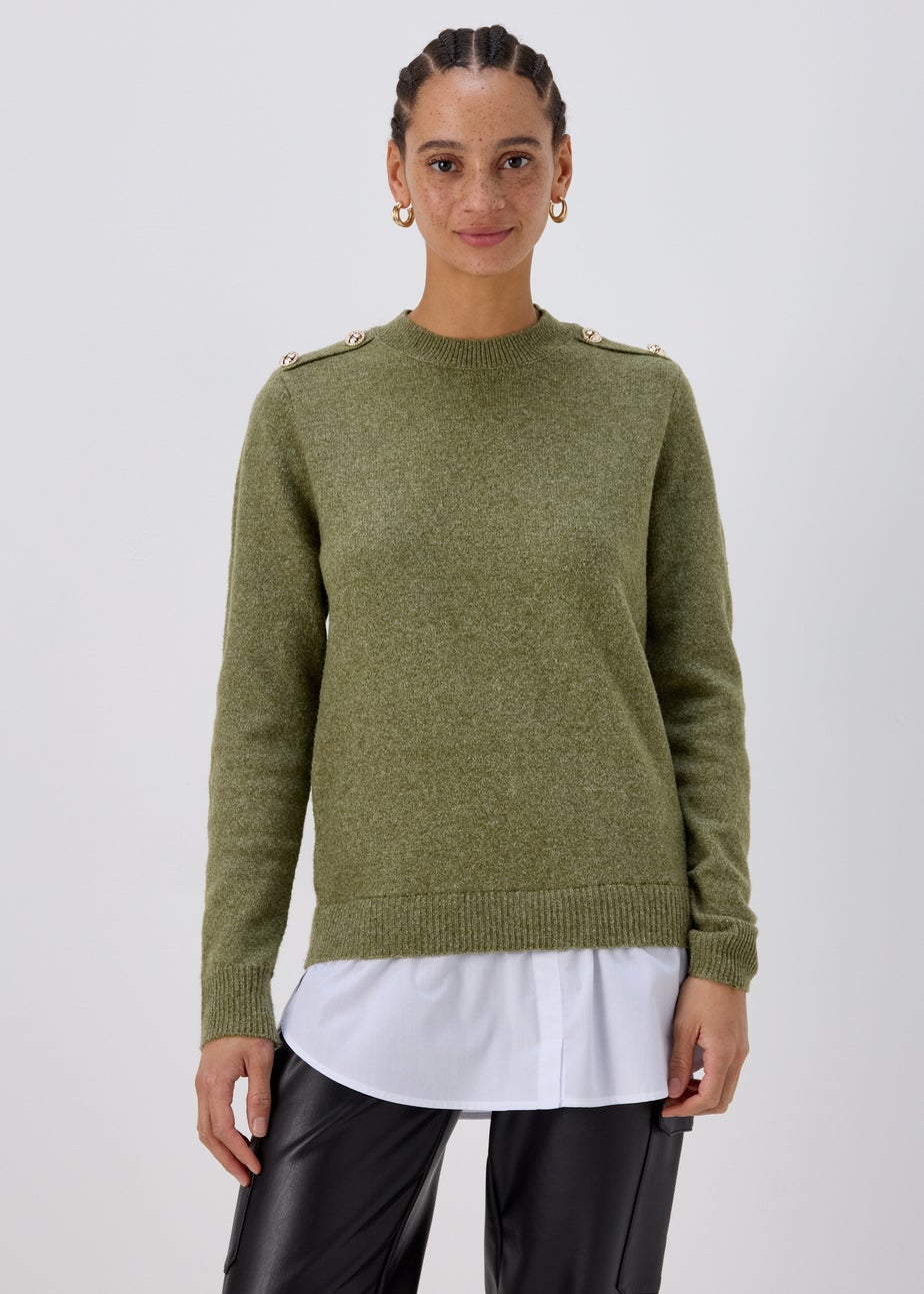 Khaki Military Style 2 In 1 Shirt