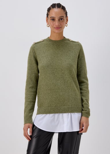 Khaki Military Style 2 In 1 Shirt