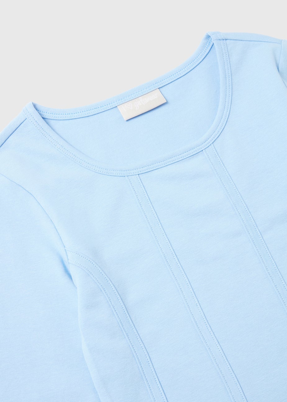 Girls Blue Corset Long Sleeve Top (7-15yrs)