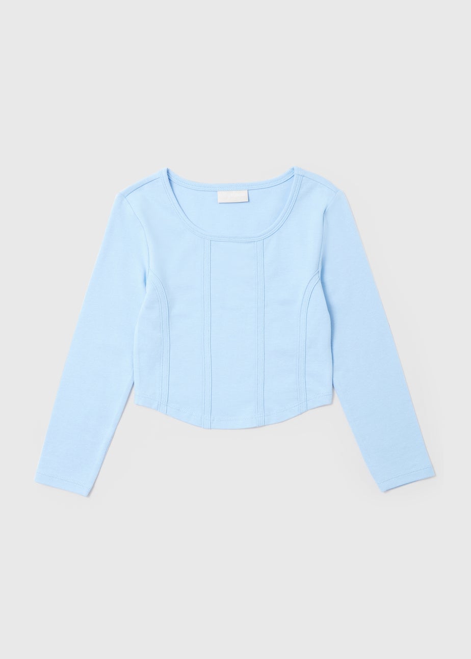 Girls Blue Corset Long Sleeve Top (7-15yrs)