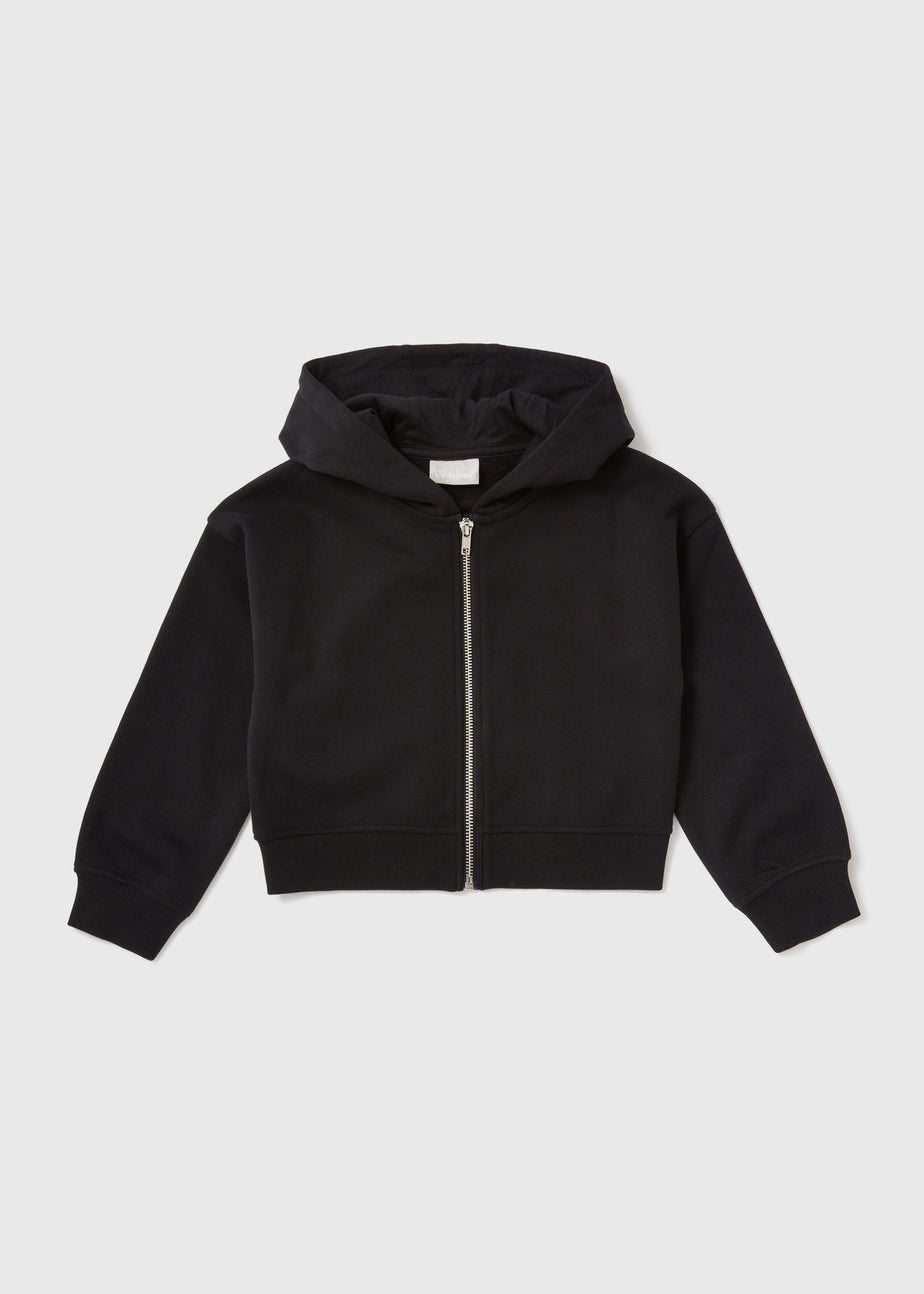 Girls Black Zip Up Hoodie (7-15yrs)