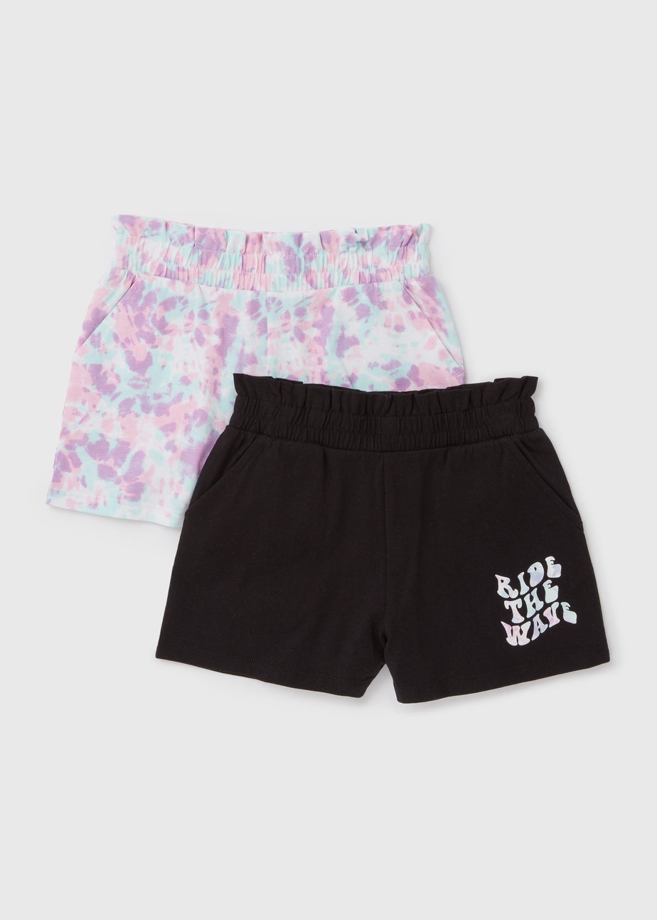 2 Pack Black & Purple Shorts (7-13yrs)