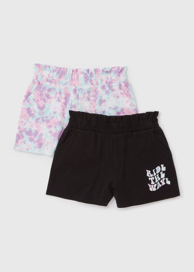 2 Pack Black & Purple Shorts (7-13yrs)