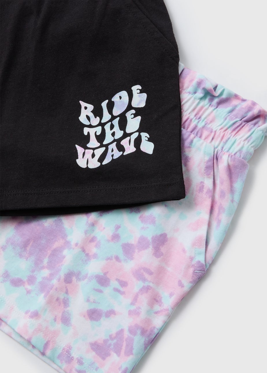 2 Pack Black & Purple Shorts (7-13yrs)