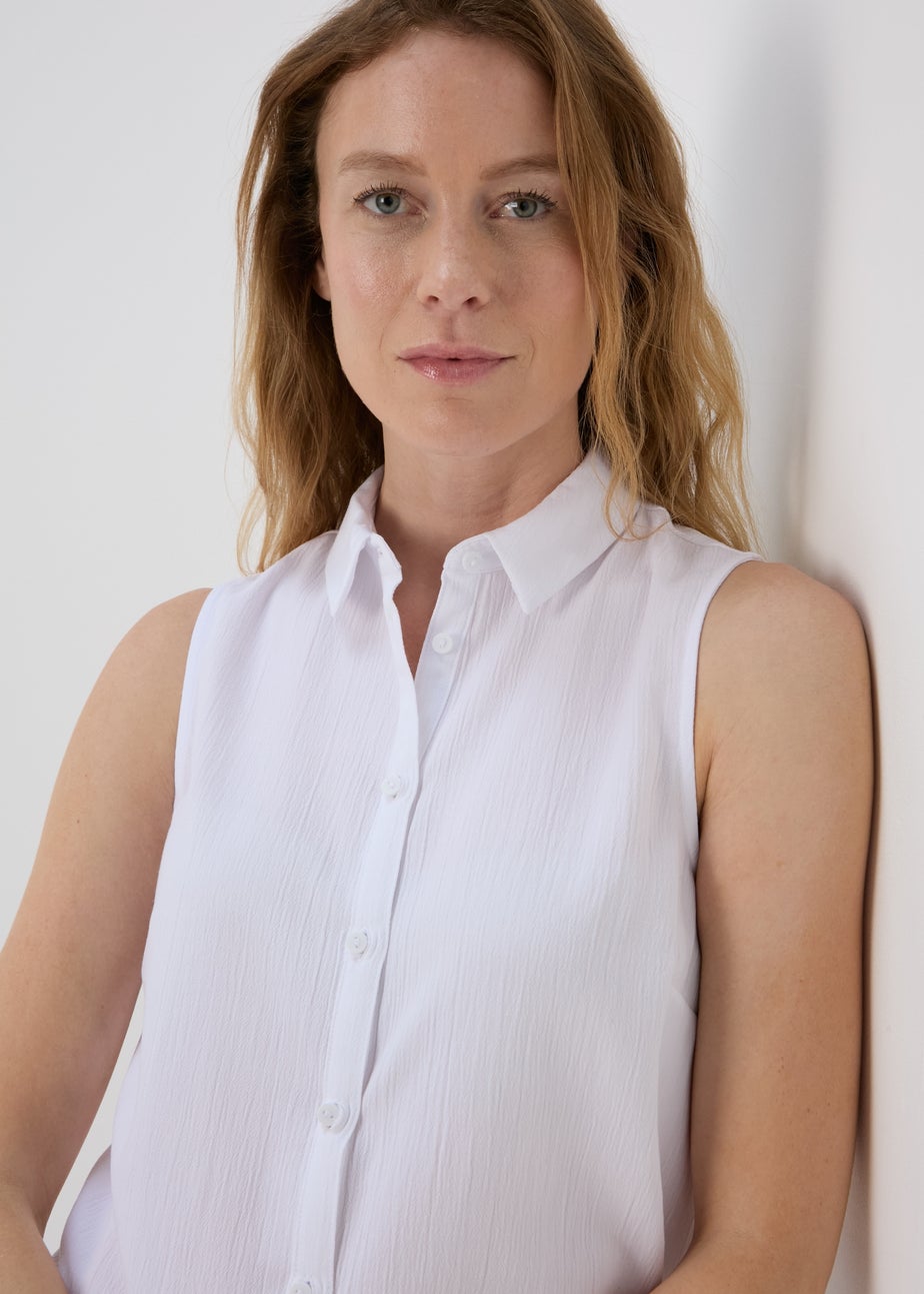 White Sleeveless Shirt