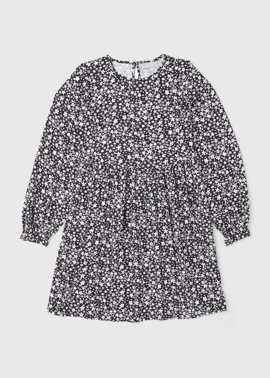 Girls Black Floral Print Dress (7-13yrs)
