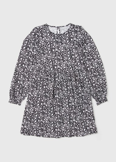 Girls Black Floral Print Dress (7-13yrs)