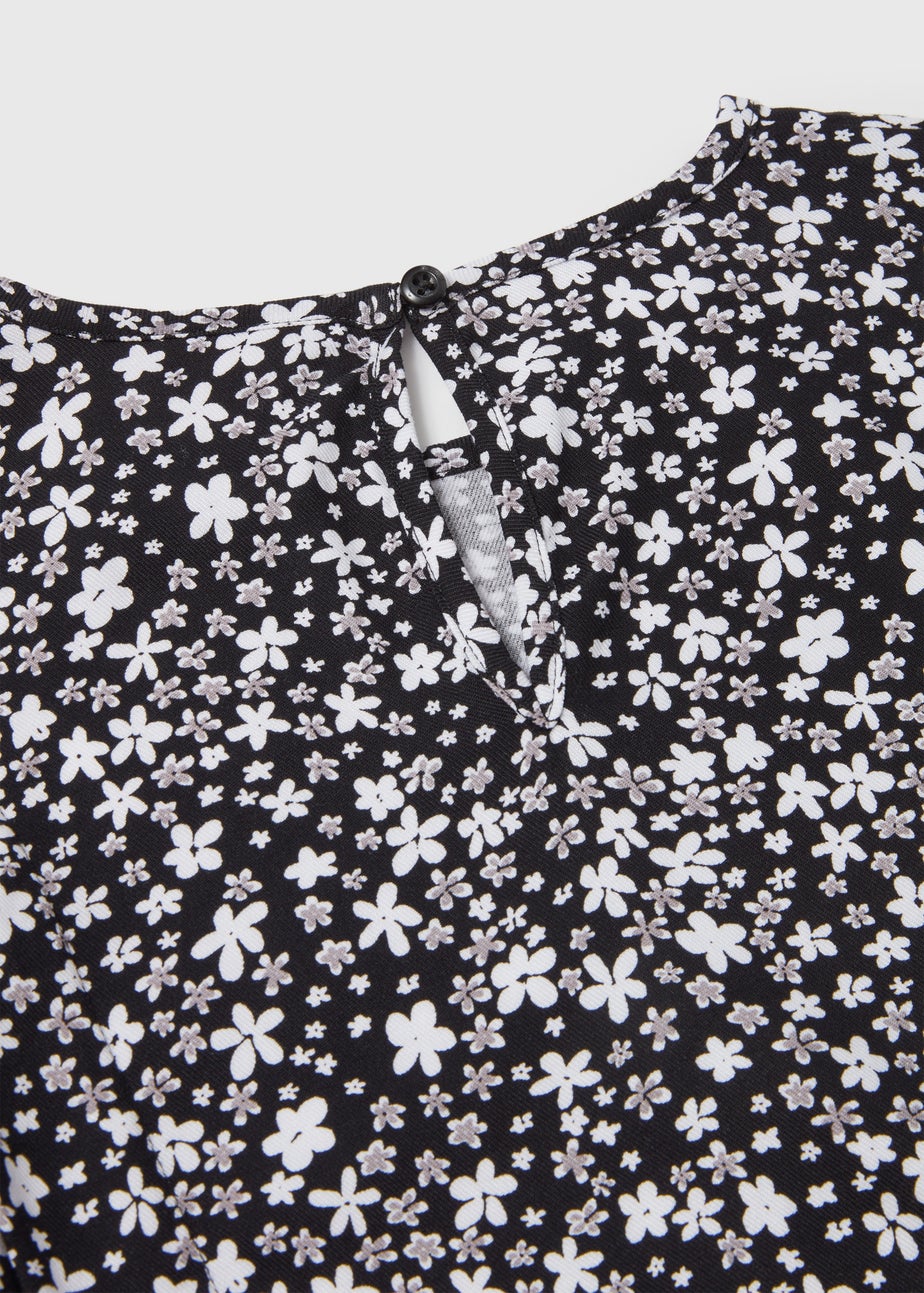 Girls Black Floral Print Dress (7-13yrs)