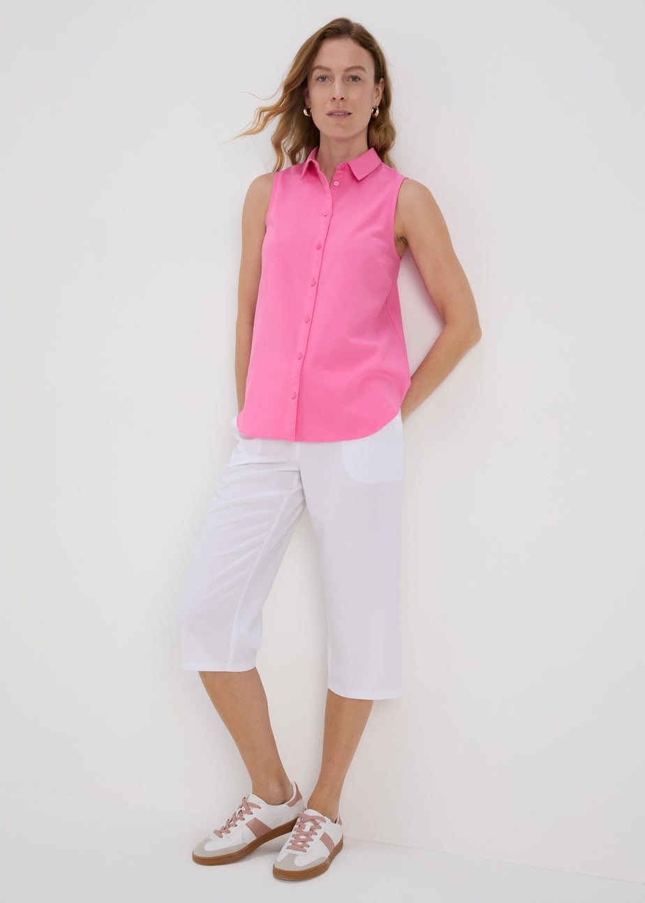 Pink Solid Sleeveless Shirt