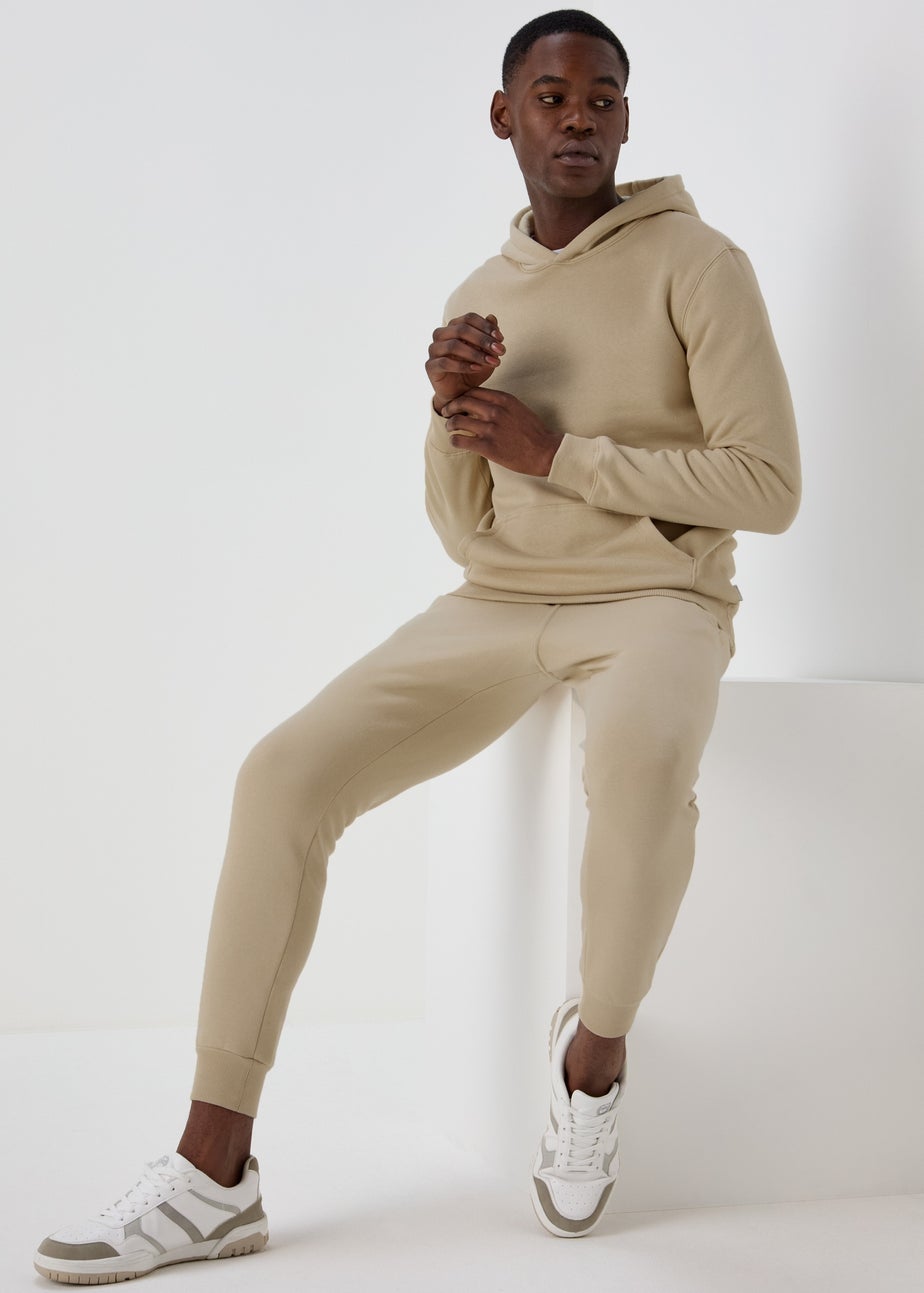 Cream Slim Fit Cuffed Joggers