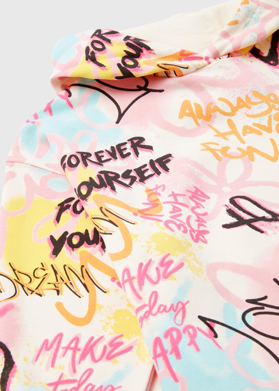Girls Pink Graffiti Hoodie (7-13yrs)