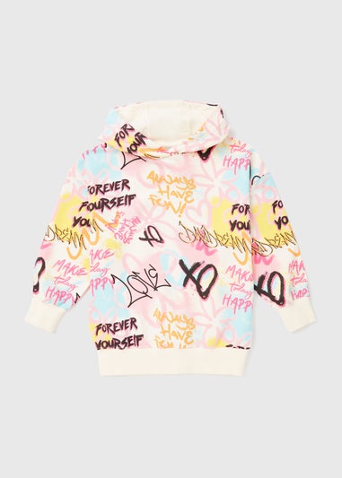 Girls Pink Graffiti Hoodie (7-13yrs)