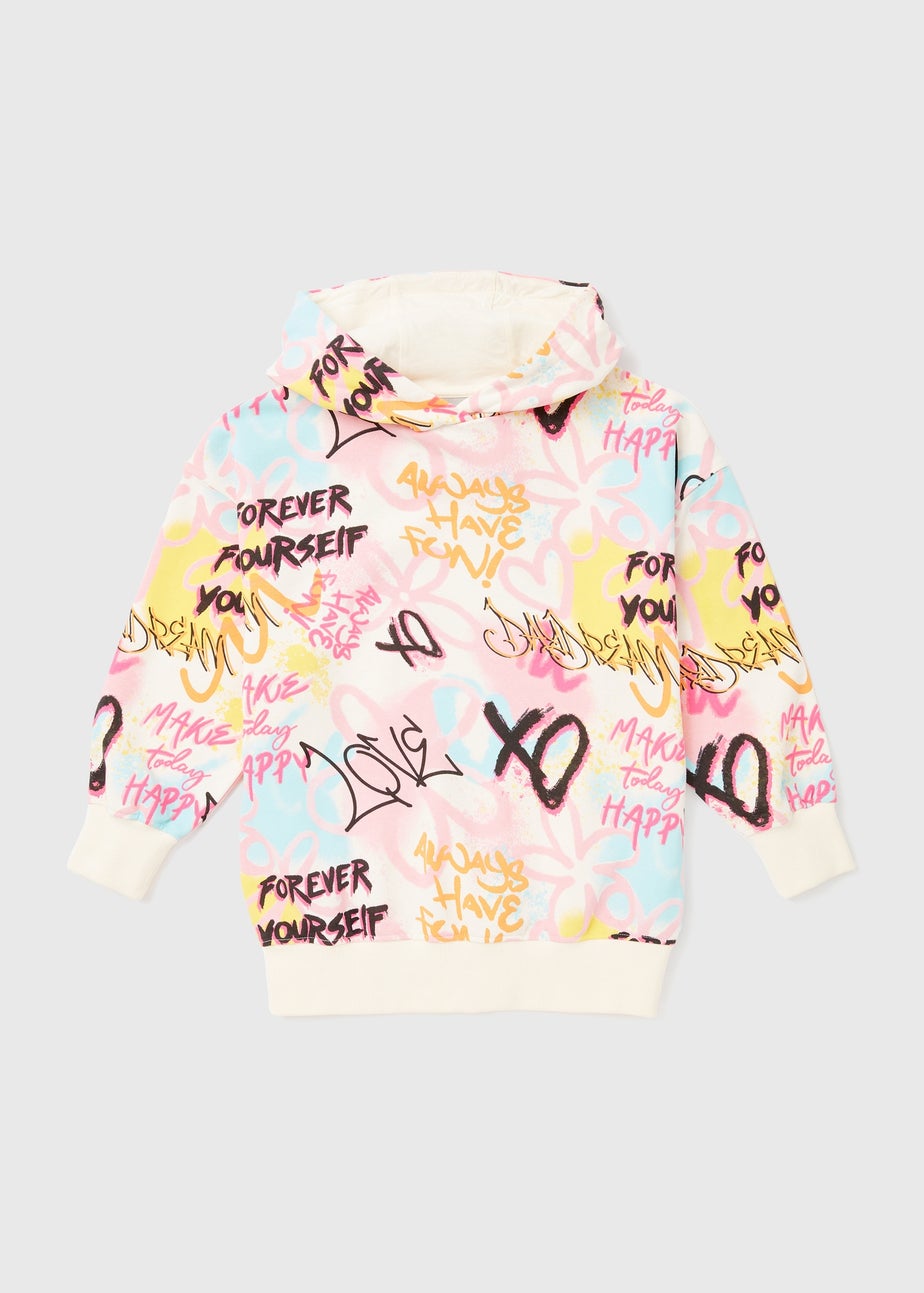 Girls Pink Graffiti Hoodie (7-13yrs)