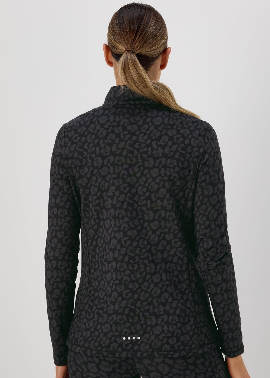 Souluxe Charcoal Leopard Half Zip