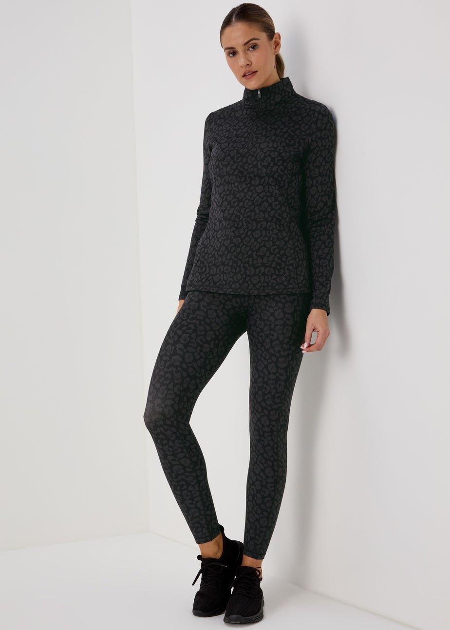 Souluxe Charcoal Leopard Half Zip