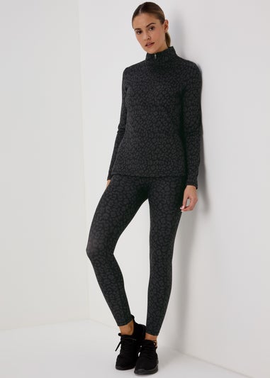 Souluxe Charcoal Leopard Half Zip