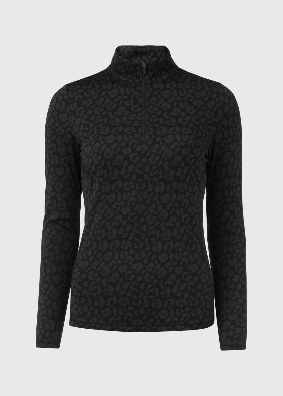 Souluxe Charcoal Leopard Half Zip