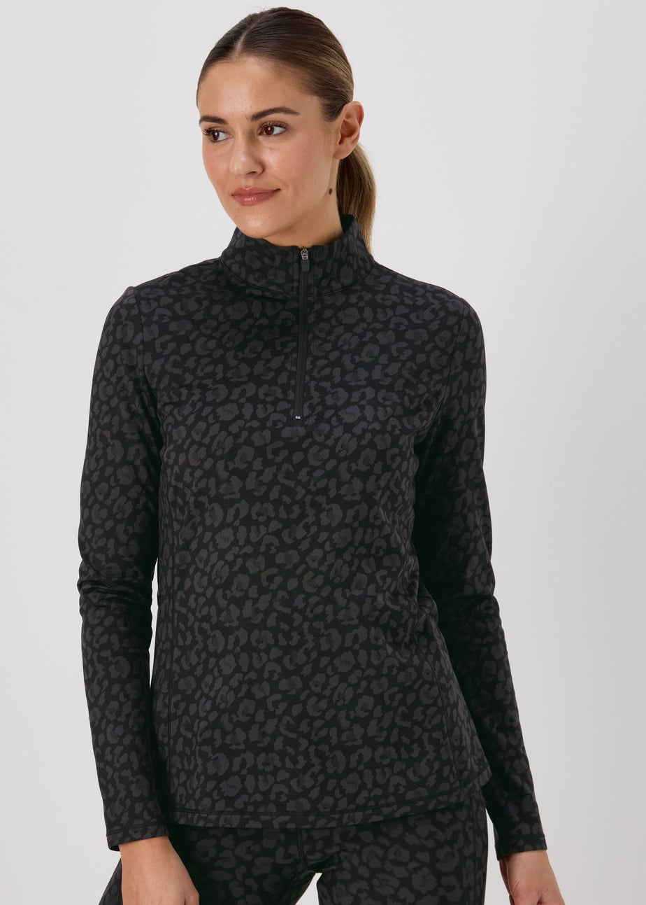 Souluxe Charcoal Leopard Half Zip