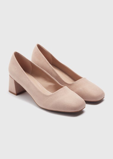 Nude Square Toe Block Heel