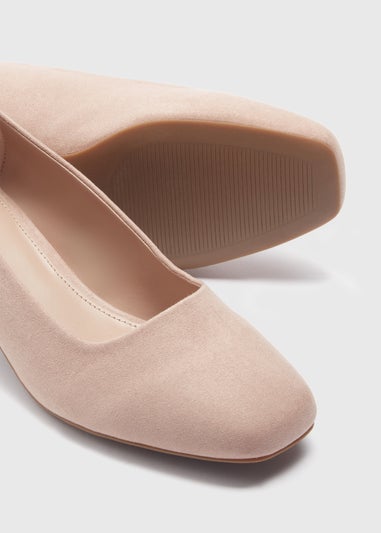 Nude Square Toe Block Heel